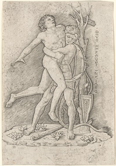 Hercules og Antaeus av Giovanni Antonio da Brescia, after Andrea Mantegna