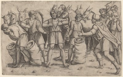 Oppdagelsen av Joseph's Cup av Giovanni Antonio da Brescia after Baldassare Peruzzi