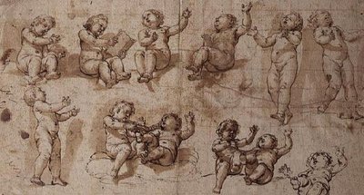 Studier av Putti (penn, blekk, vask og kritt) av Giovanni Baglione