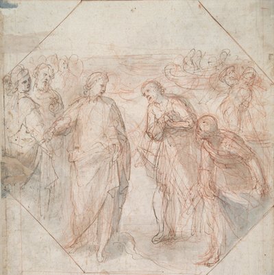 The Fall of Simon Magus (recto); Kallet til Jakob og Johannes (eller Peter og Andreas) (verso) av Giovanni Balducci