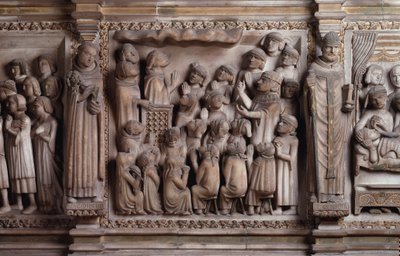 Skyens mirakel Hvit marmorskulptur, 1336-1339, av Giovanni di Balduccio av Giovanni Balduccio