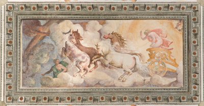 The Chariot of the Sun drevet av Apollo, Apollo Loggia, ca. 1560 (fresco) av Giovanni Battista and Cambiaso Luca Castello
