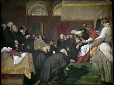 Quadroni de San Carlo: Episode aus dem Leben des Heiligen Karl Borromäus: Der Heilige gründet das Kolleg der Jesuiten, Barnabiten und Theatiner von Giovanni Battista  Crespi