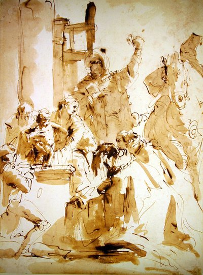 Adoration of the Magi (penn og brunt blekk og vask på papir) av Giovanni Battista Tiepolo