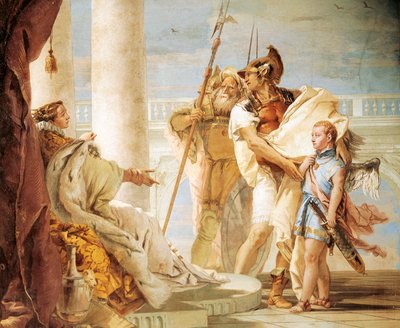 Aeneas introduserer Amor kledd som Ascanius til Dido, av Giambattista Tiepolo (1696-1770), fresco, Room of the Aeneid, Villa Valmarana 