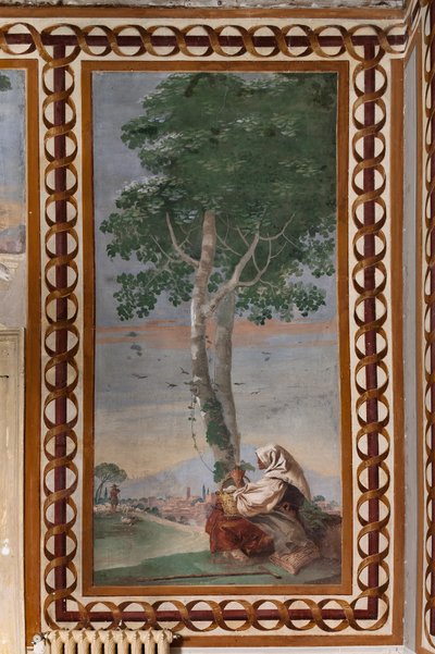 Gjesteovernatting, rom for de landlige scenene: "Landskap med en sittende bonde" av Giovanni Battista Tiepolo