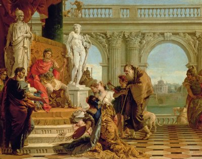 Maecenas presenterer den liberale kunsten til keiser Augustus (63BC-14AD) ca. 1745 (olje på lerret) av Giovanni Battista Tiepolo