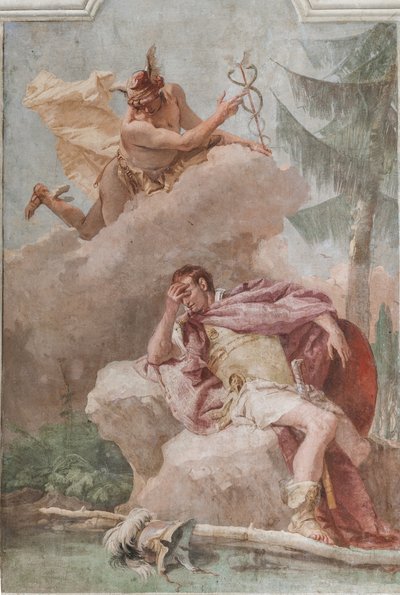 Palazzina (Small Building), det tredje rommet eller rommet til Aeneiden: "Aeneas drømmer om Merkur som beordrer ham til å forlate" av Giovanni Battista Tiepolo