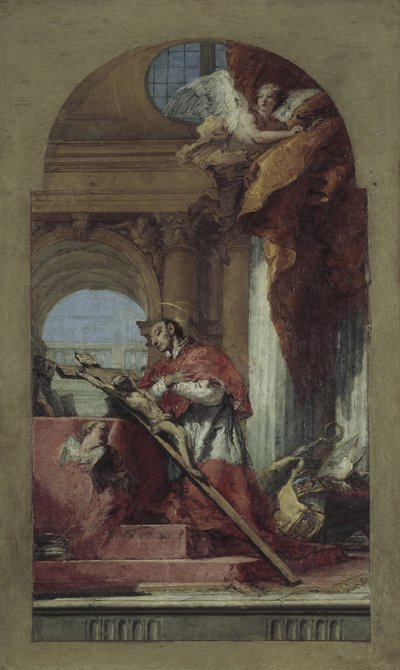 Saint Charles Borromeo mediterer på krusifikset av Giovanni Battista Tiepolo