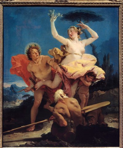 Apollo og Daphne-maleri av Giovanni Tiepolo (1696-1770) 1700-tallets søn. 0,96x0,79 m av Giovanni Battista Tiepolo