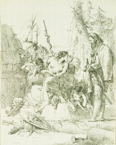 Capriccio von Giambattista Tiepolo, Gravur von Giovanni Battista Tiepolo