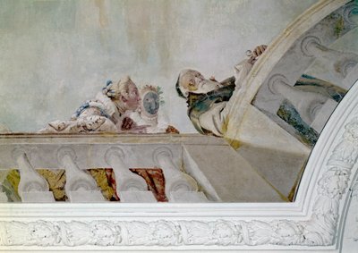 Fama kündigt den Bewohnern der Villa die Ankunft von Heinrich III. an (Detail) von Giovanni Battista Tiepolo