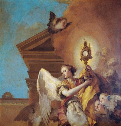 Visjon av Saint Pascual Bailón, detalj av eukaristiens engelbærer av Giovanni Battista Tiepolo