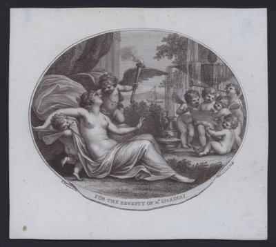 Fordelsbillett for italiensk fiolinist, komponist og operaimpresario Felice de Giardini av Giovanni Battista (after) Cipriani