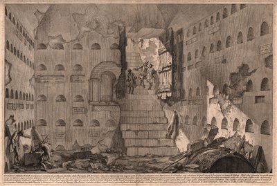 Utsikt over en gammel gravkammerfunn i 1736 nær Roma, Italia (gravering) av Giovanni Battista (after) Piranesi