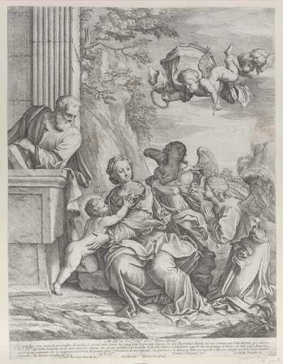 Den hellige familie med engler til høyre og over hodet, 1652. av Giovanni Battista Beinaschi