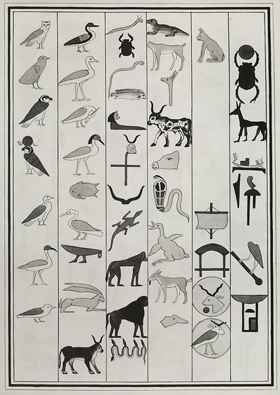 Tegninger av dekorasjonene fra innsiden av graven til farao Psammetic I, gjengitt i 1817 av Giovanni Battista Belzoni, plassert i British Museum, London av Giovanni Battista Belzoni
