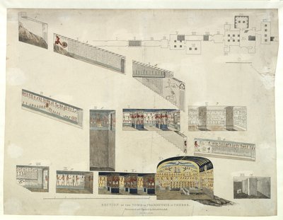 Seksjon av graven til Psammuthis i Theben, oppdaget og åpnet av Belzoni i 1818 av Giovanni Battista Belzoni