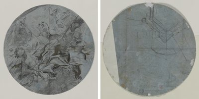 Apotheosis of a Saint (recto); Arkitektonisk skisse(?) (verso) av Giovanni Battista Benaschi