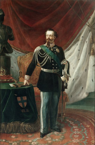 Portrett av Viktor Emmanuel II av Savoy (olje på lerret) av Giovanni Battista Biscarra