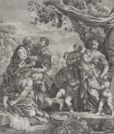 Allegorisk scene med et offerlam, 1640-70. av Giovanni Battista Bonacina