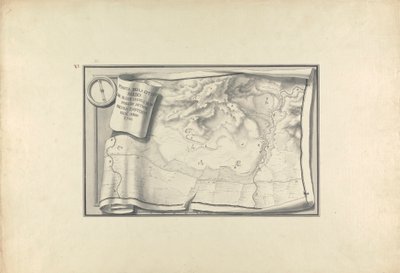 Plan over ruinene på Sardis med utmerkelser av gamle bygninger som fortsatt eksisterer i 1750 av Giovanni Battista Borra