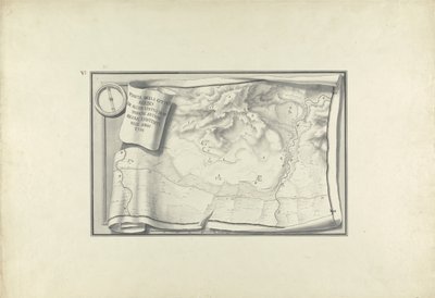 Plan over ruinene ved Sardis med rester av gamle bygninger som fortsatt eksisterer i 1750, ca. 1750 (penn og blekk med vask over grafitt på papir) av Giovanni Battista Borra