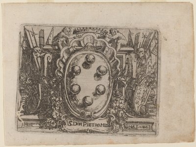 Dedikasjon til Don Pietro Medici fra "Bizzarie di vari Figure" av Giovanni Battista Bracelli