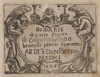 Tittelside for "Gonzo av forskjellige figurer" av Giovanni Battista Bracelli