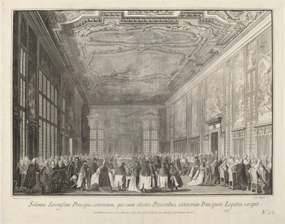 Dogen underholder utenlandske ambassadører på en bankett, 17631766. av Giovanni Battista Brostoloni