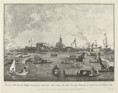 Dogen i Bucintoro forlater San Nicolò di Lido, 17631766. av Giovanni Battista Brostoloni