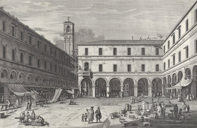 Utsikt over markedsplassen nær kirken San Giacomo, 1763., 1763. av Giovanni Battista Brostoloni
