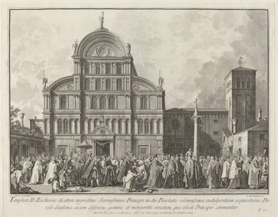 Dogebesøk til San Zaccaria påskedag, 17631766. av Giovanni Battista Brostoloni