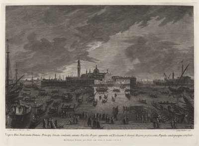 Julaftens prosesjon til San Giorgio Maggiore av Giovanni Battista Brustolon after Giovanni Battista Moretti