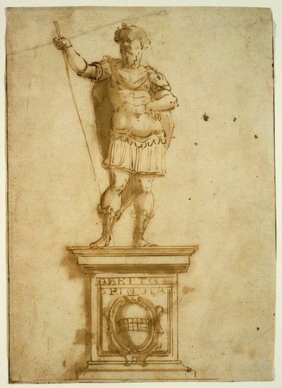 Statue av stående kriger på en sokkel av Giovanni Battista Castello