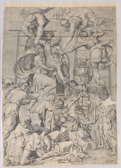 Nedstigningen fra korset, 1550-1600. av Giovanni Battista Cavalieri