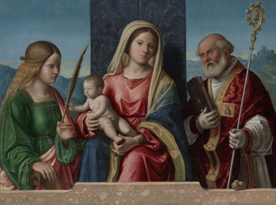 Jomfru og barn med de hellige Catherine og Nicholas, 1510-17 av Giovanni Battista Cima da Conegliano