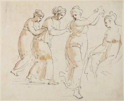 En sittende og tre dansende nymfer av Giovanni Battista Cipriani