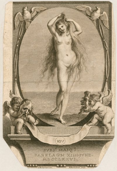 Adgangsbillett til et maskeradeball i Ranelagh, London, 14. juni 1776 av Giovanni Battista Cipriani