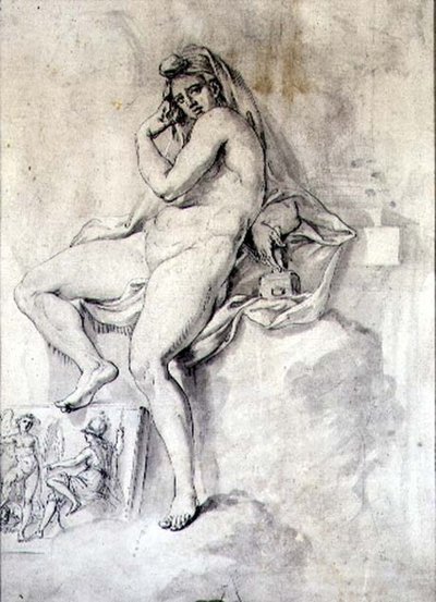 Kvinnelig personifisering av skulptur, ca. 1770 (penn og blekk på papir) av Giovanni Battista Cipriani