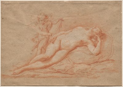 Liggende naken med Amor av Giovanni Battista Cipriani