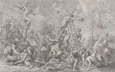 Korsfestelsen, med senking av korset i midten, soldater gjennom, og en tyv..., 1762. av Giovanni Battista Cipriani