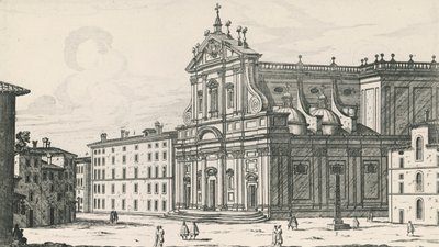 Church of St Ignatius of Loyola på Campus Martius, Roma, gravering av Giovanni Battista Falda (1640 eller 1643-1678), Italia av Giovanni Battista Falda