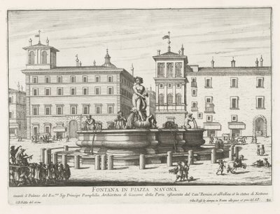 Fontana del Moro på Piazza Navona te Roma Fontene på Piazza Navona (tittel på objekt) Fontenene i Roma (serietittel) Fonteinen van Rome (serietittel) av Giovanni Battista Falda