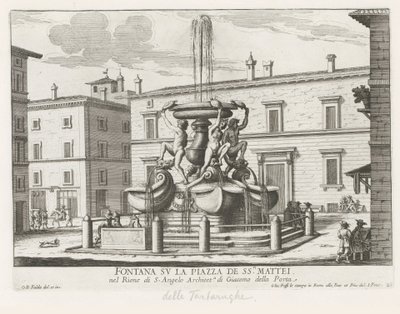 Skilpaddefontenen på Piazza Mattei te Roma Fontene på Piazza de ss.ri Mattei (tittel på objekt) Fontenene i Roma (serietittel) Fonteinen van Rome (serietittel) av Giovanni Battista Falda