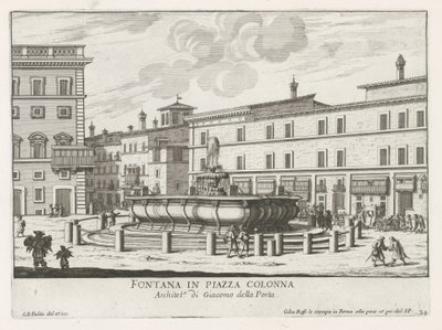 Fontein på Piazza Colonna te Roma Fontene på Piazza Colonna (tittel på objekt) Fontenene i Roma (serietittel) Fonteinen van Rome (serietittel) av Giovanni Battista Falda