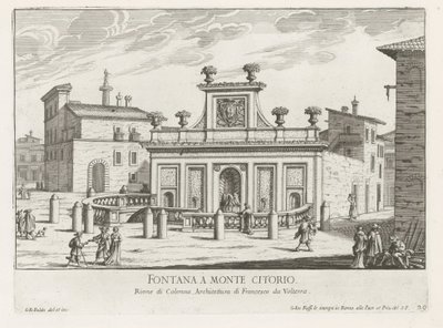 Fontein op Piazza Montecitorio te Roma Fontana a Monte Citorio (tittel på objekt) Fontane di Roma (serietittel) Fonteinen van Rome (serietittel) av Giovanni Battista Falda