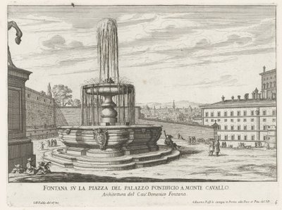 Fontein på Piazza del Quirinale i Roma Fontene på torget til pavepalasset i Monte Cavallo (tittel på objekt) Fontenene i Roma (serietittel) Fonteinen van Rome (serietittel) av Giovanni Battista Falda
