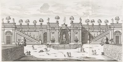 Venusfontene i hagene til Villa Doria Pamphilj i Roma Fons Veneris (tittel på objekt) Le fontane ne palazzi e ne giardini di Roma (serietittel) Fontener i palassene og hagene i Roma (serietittel) av Giovanni Battista Falda
