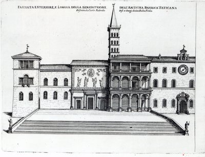 Benediction Loggia i den gamle Vatikanbasilikaen av Giovanni Battista Falda
